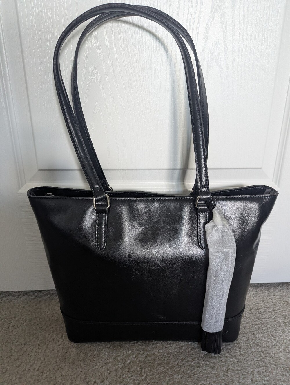 Patricia Nash Black Leather Women's Tote Handbag - Classic Everyday Shoulder Bag